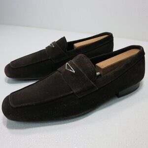 Prada 9 Suede Leather Loafers Casual Dress Moccasins Shoes Zapatos Italy 10 M